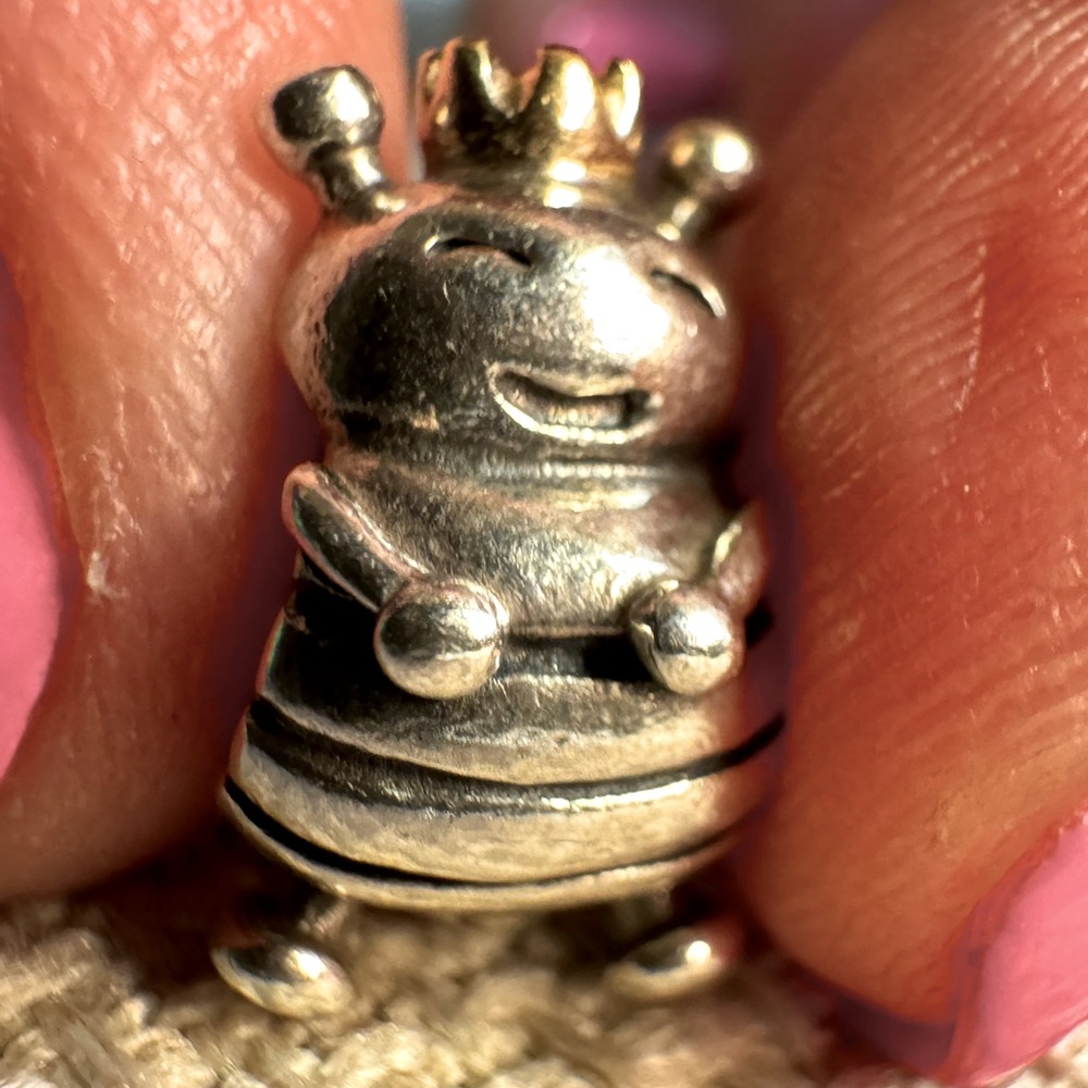 Pandora Sterling silver $ 14K yellow gold Queen Bee Charm